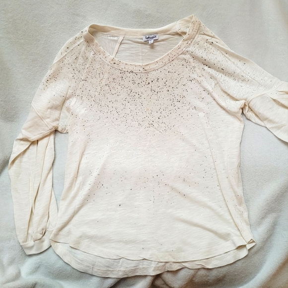 NWOT Splendid Cream & Metallic Knit Top L - Picture 5 of 7